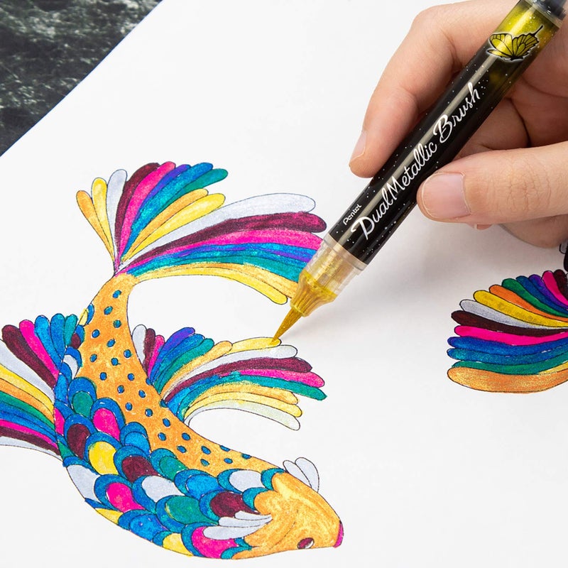 Pentel XGFH-DX Dual Metallic Brush, Gold - Image 2